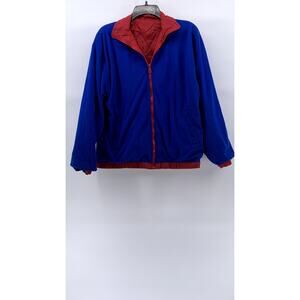 UNBRANDED Men's Blue-Red Reversible Long Sleeve Zip-Up Jacket SZ M